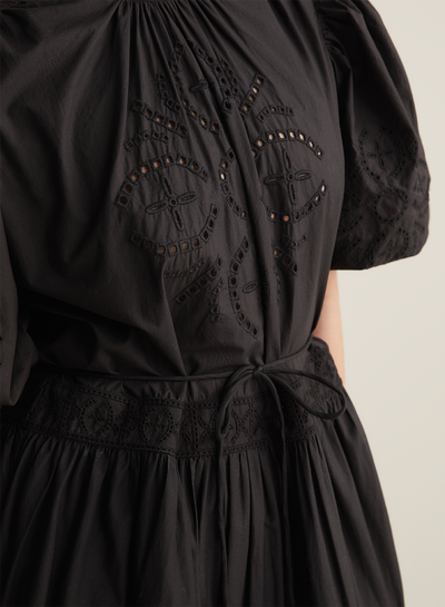 Astrid Silk Cotton Maxi Smock Dress | Black