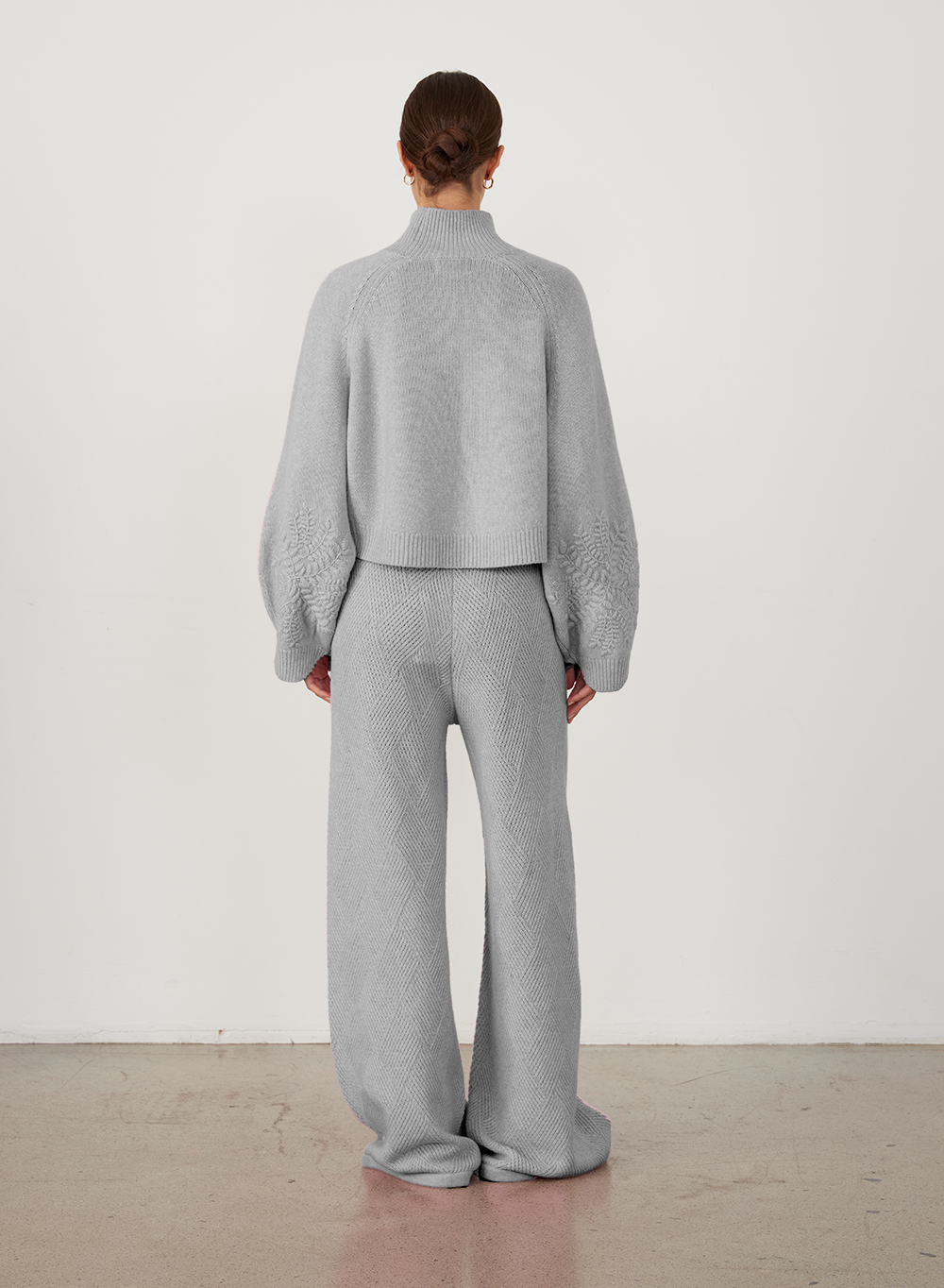 Natasha Wool Embroidery Knit | Grey Marle