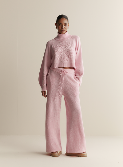 Natasha Wool Embroidery Knit | Dahlia Pink Marle