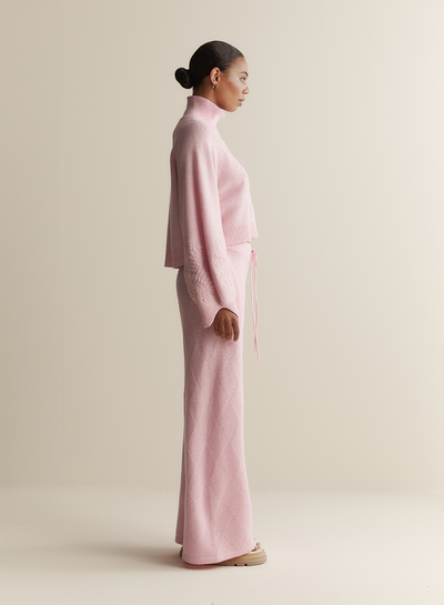 Natasha Wool Embroidery Knit | Dahlia Pink Marle