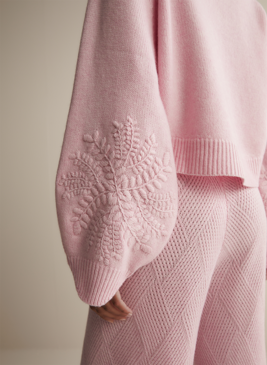 Natasha Wool Embroidery Knit | Dahlia Pink Marle