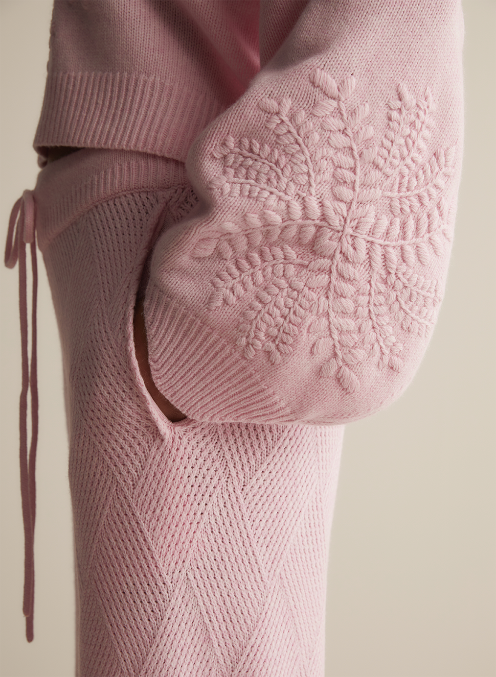 Natasha Wool Embroidery Knit | Dahlia Pink Marle