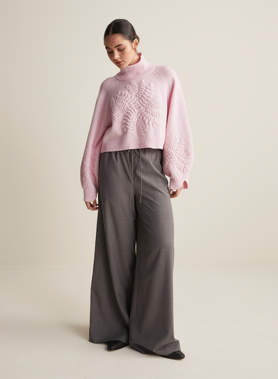 Natasha Wool Embroidery Knit | Dahlia Pink Marle