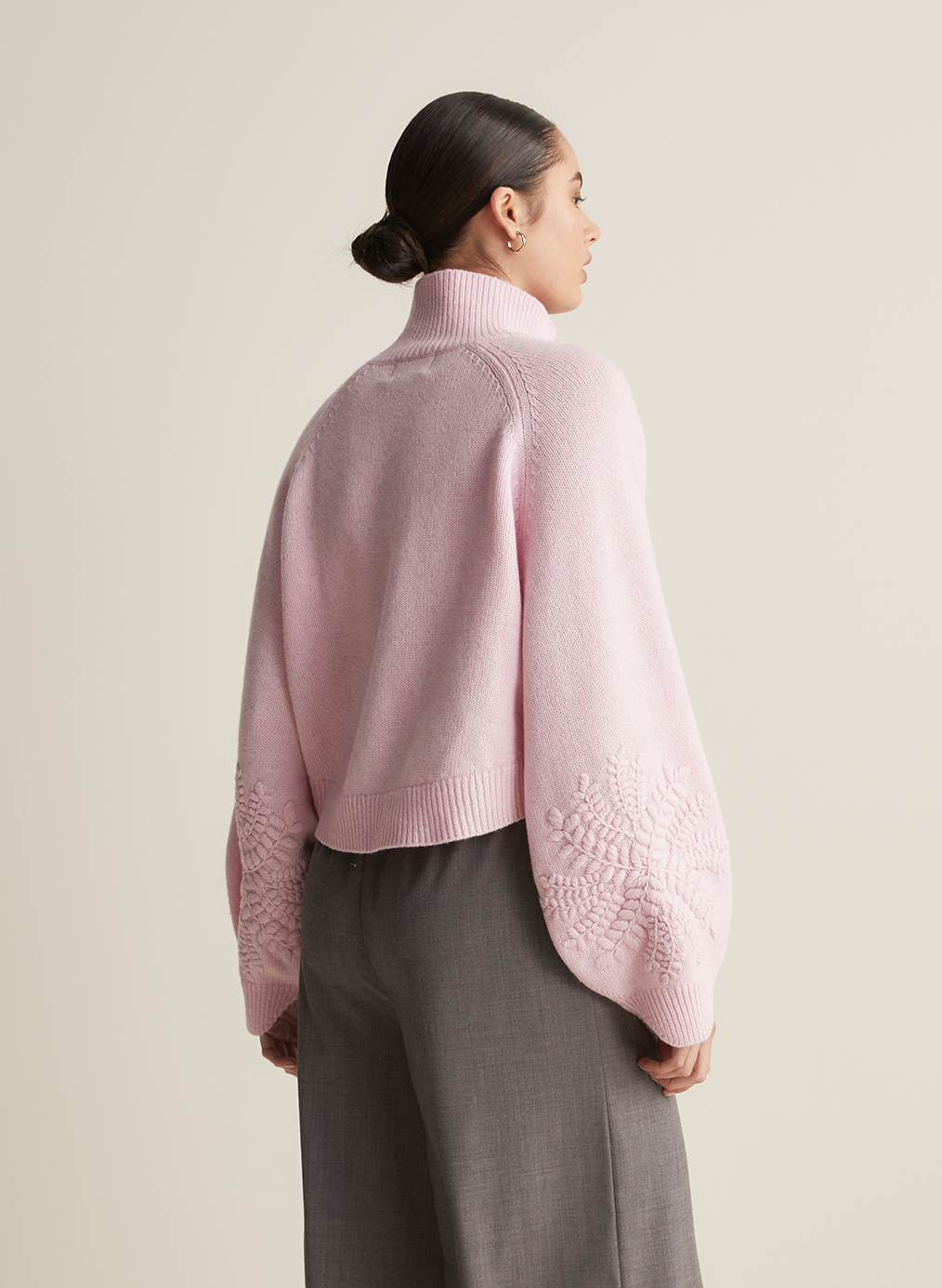 Natasha Wool Embroidery Knit | Dahlia Pink Marle