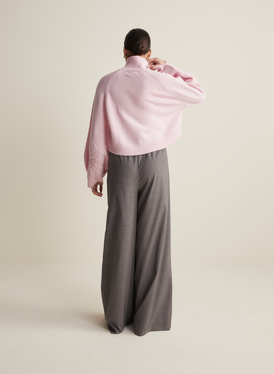 Natasha Wool Embroidery Knit | Dahlia Pink Marle