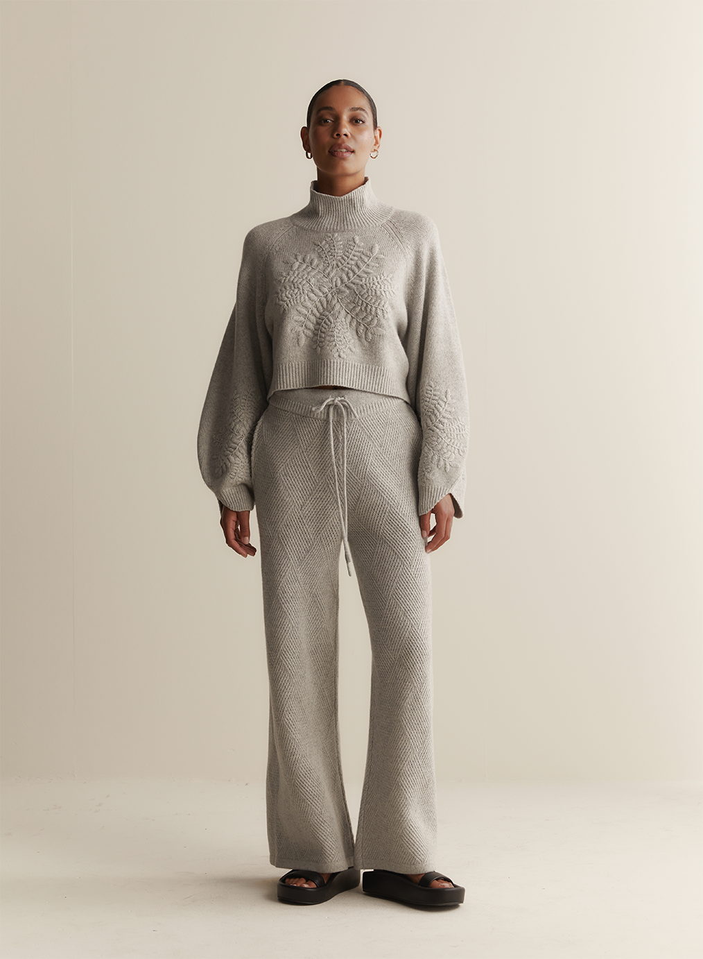 Elizabeth Wool Quilt Knit Pant | Grey Marle