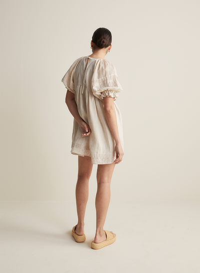 Gwendalin Linen Mini Smock Dress | Flax  | Restock