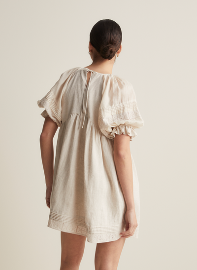 Gwendalin Linen Mini Smock Dress | Flax  | Restock