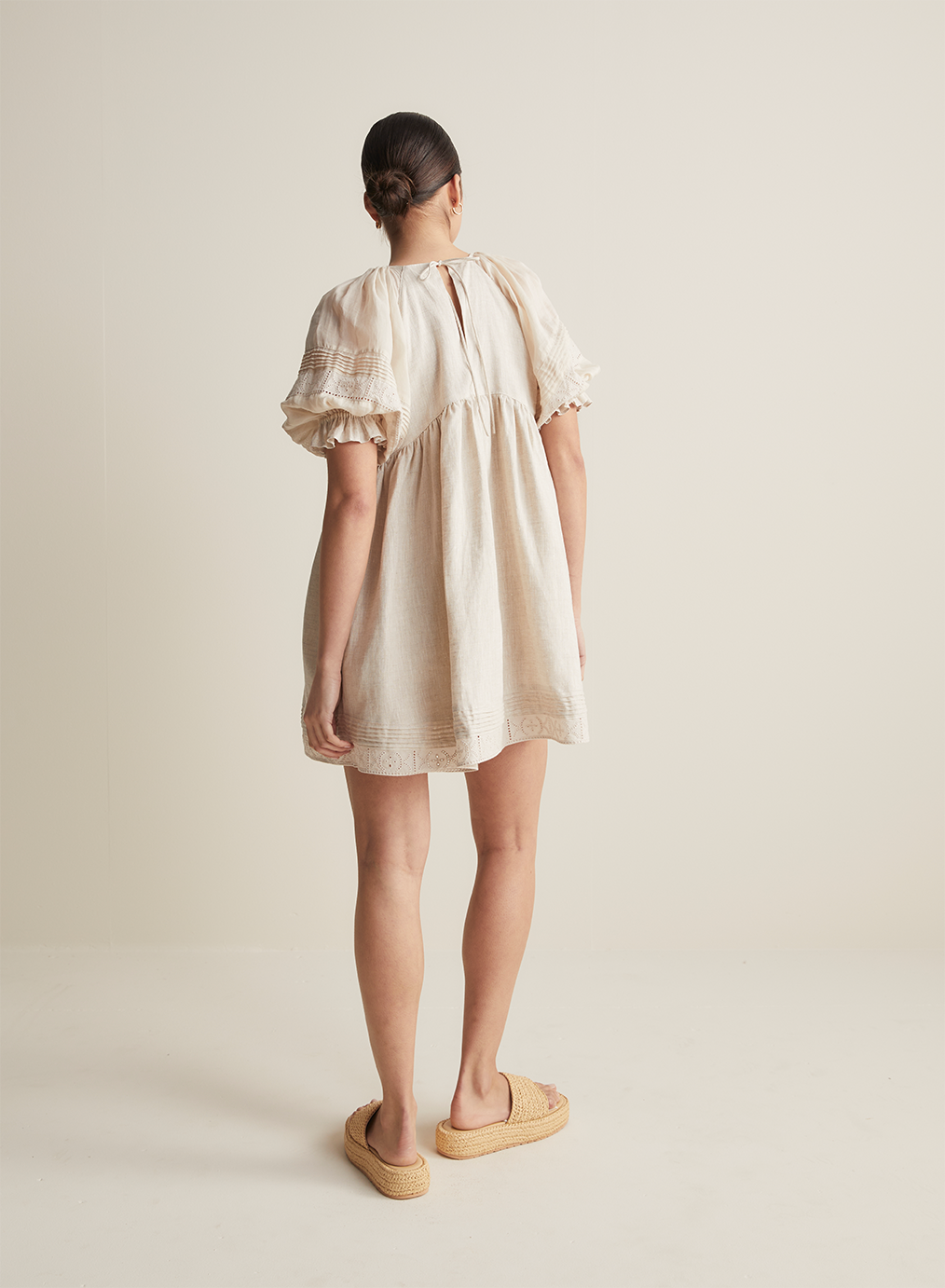 Gwendalin Linen Mini Smock Dress | Flax  | Restock