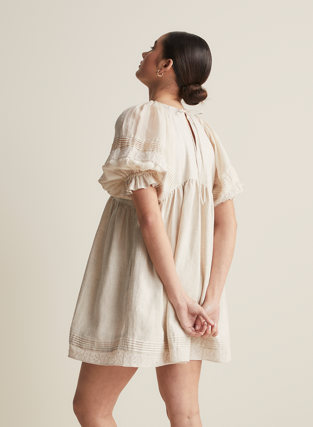 Gwendalin Linen Mini Smock Dress | Flax  | Restock