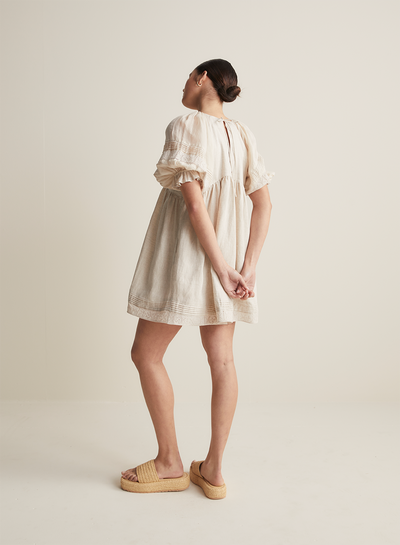 Gwendalin Linen Mini Smock Dress | Flax  | Restock