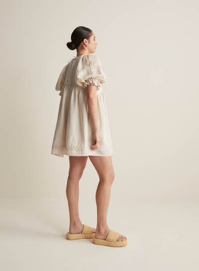 Gwendalin Linen Mini Smock Dress | Flax  | Restock