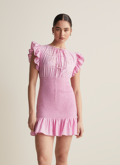 Joyce Silk Cotton Mini Dress | Ametrine