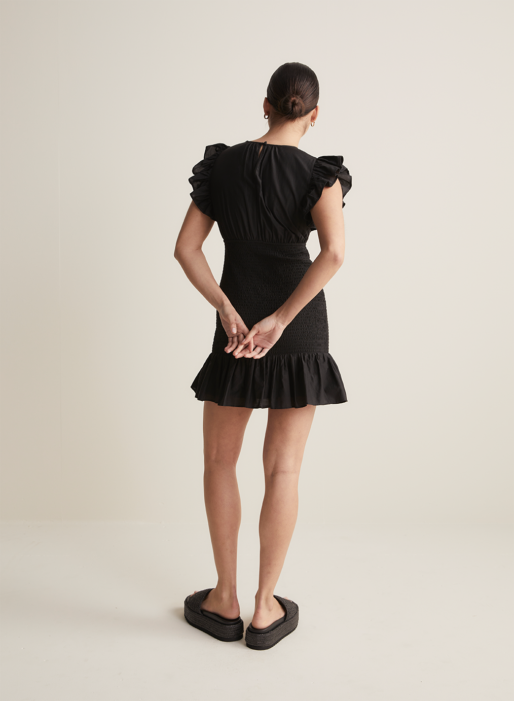 Joyce Silk Cotton Mini Dress | Black