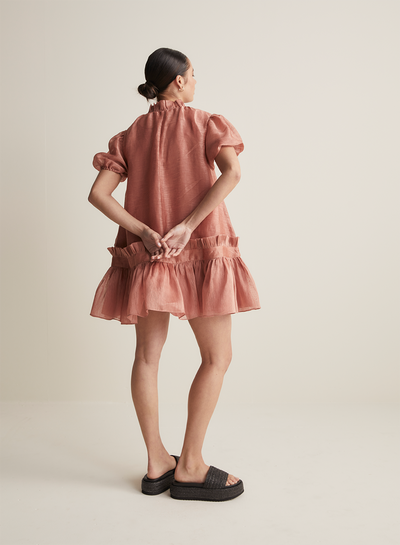 Marcel Silk Linen Mini Smock Dress | Rose