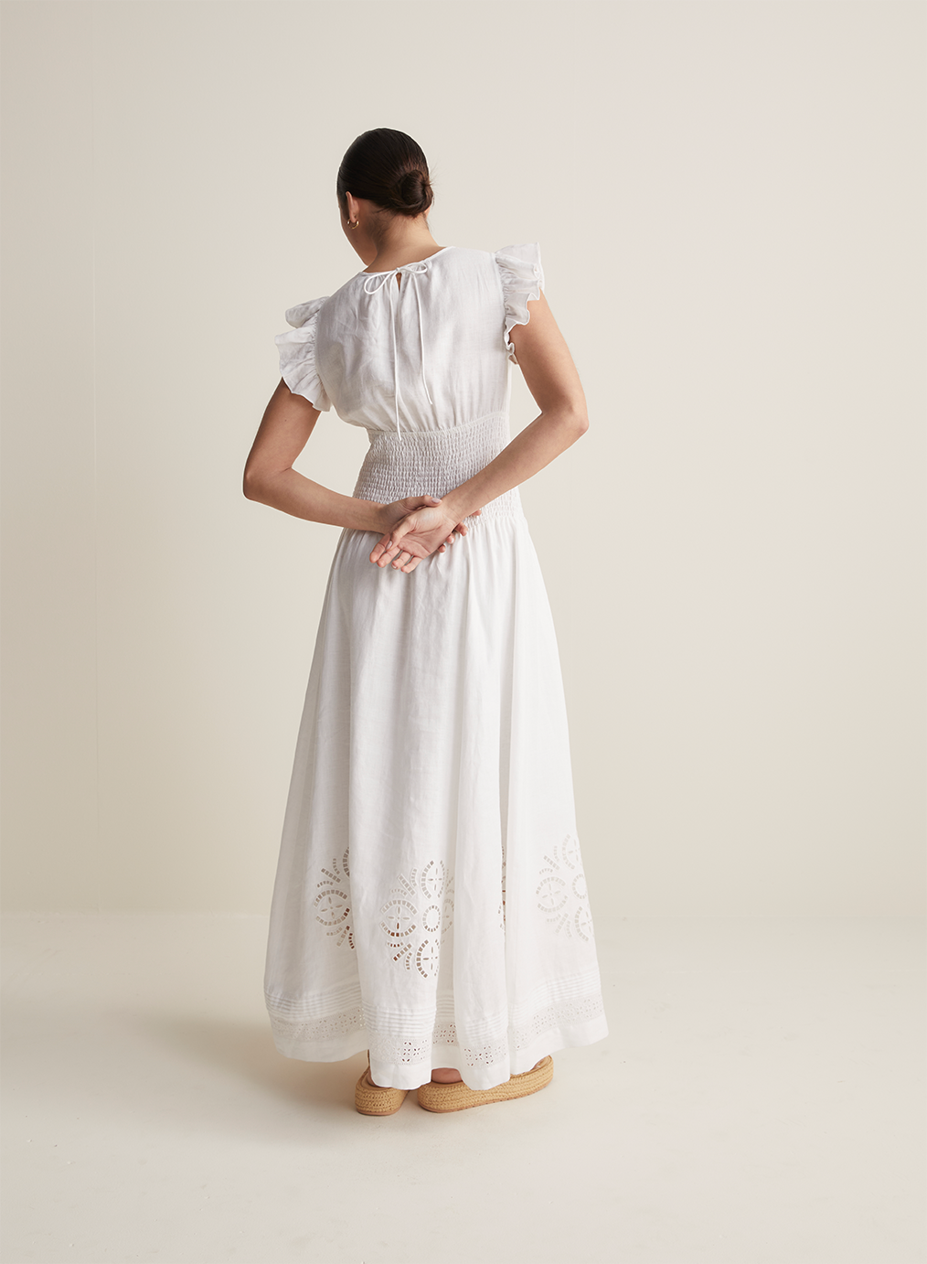 Daphine Linen Embroidery Maxi Dress | Restock