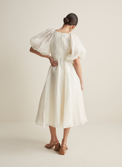 Blaine Silk Linen Midi Dress | Antique