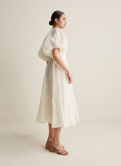 Blaine Silk Linen Midi Dress | Antique