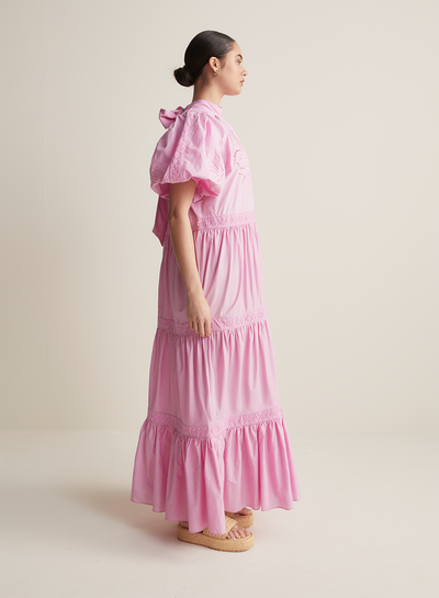 Astrid Silk Cotton Maxi Smock Dress | Ametrine