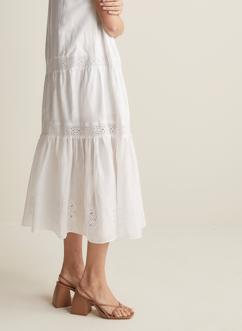 Cecile Linen Midi Dress | Optical White  | Restock