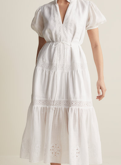 Cecile Linen Midi Dress | Optical White  | Restock