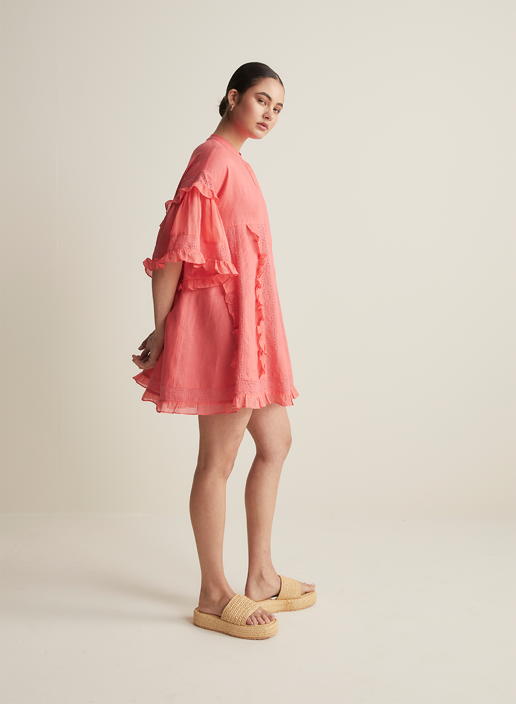 Sadie Linen Mini Smock Dress | Flamingo – Joslin