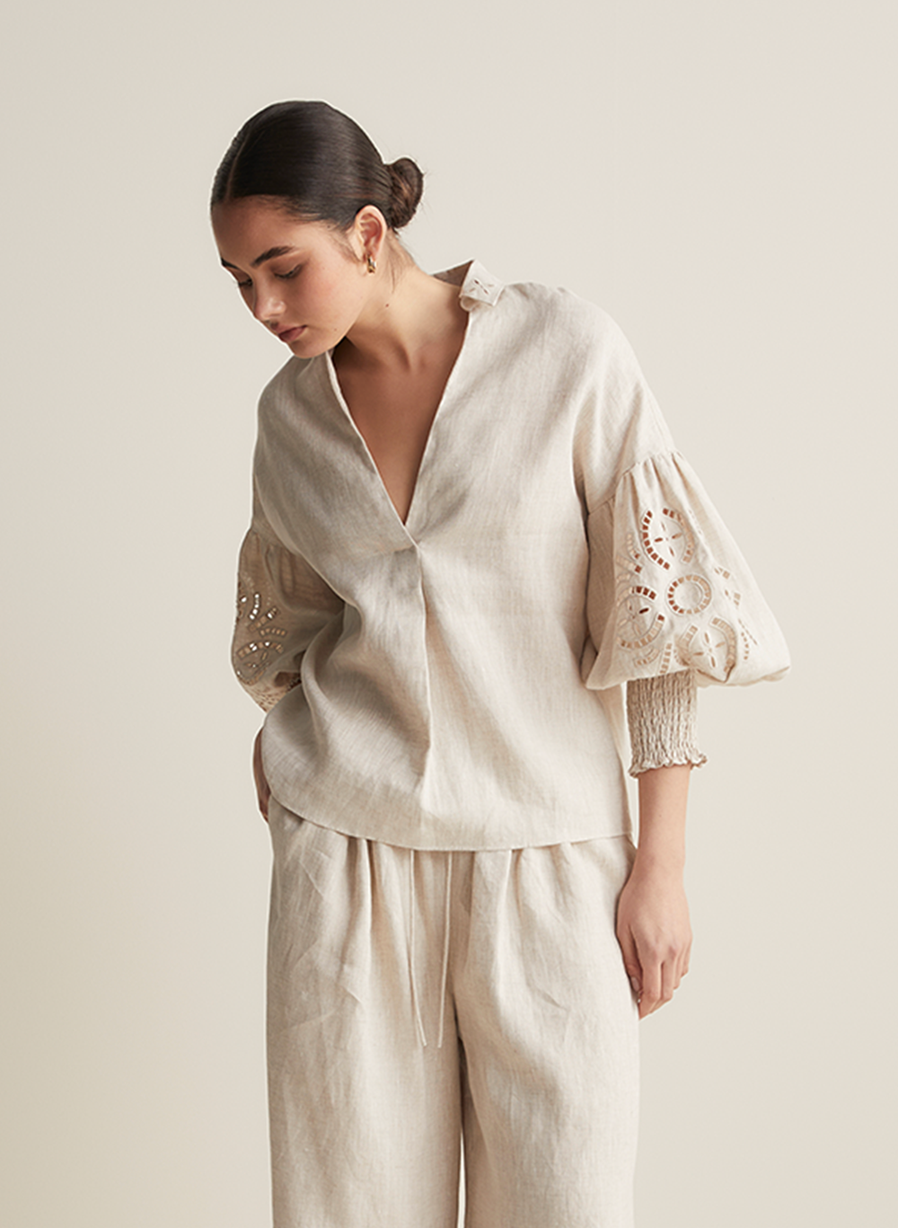 Blyth Linen Smock Top | Flax  | Restock