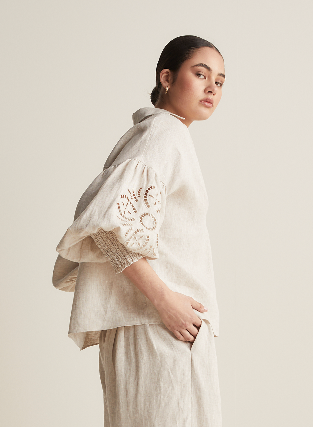 Blyth Linen Smock Top | Flax  | Restock