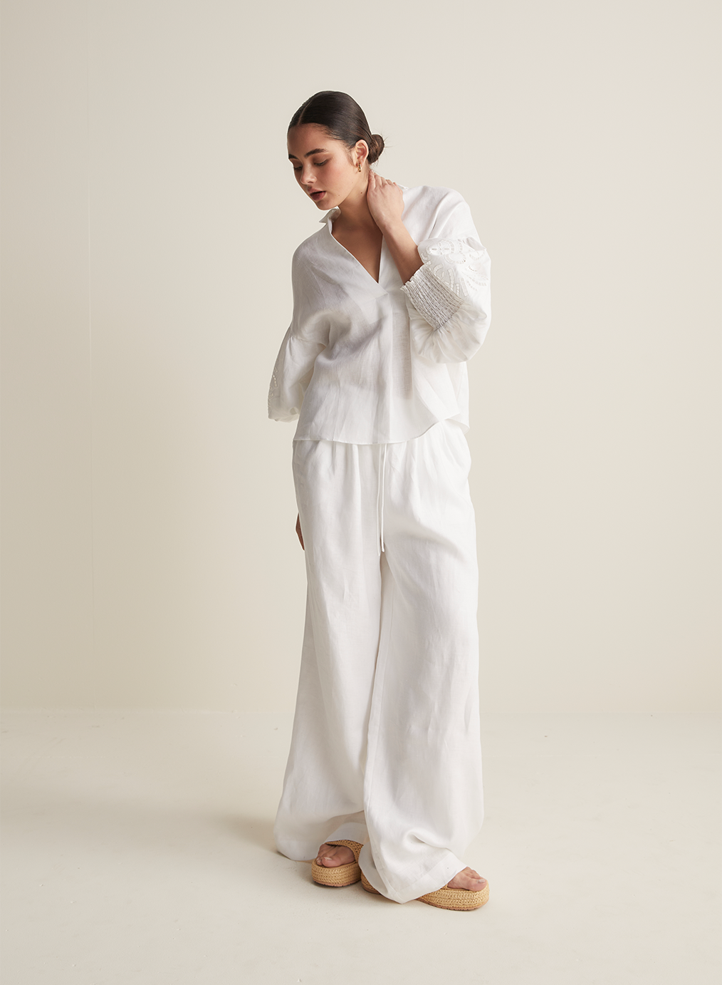 Blyth Linen Smock Top | White  | Restock