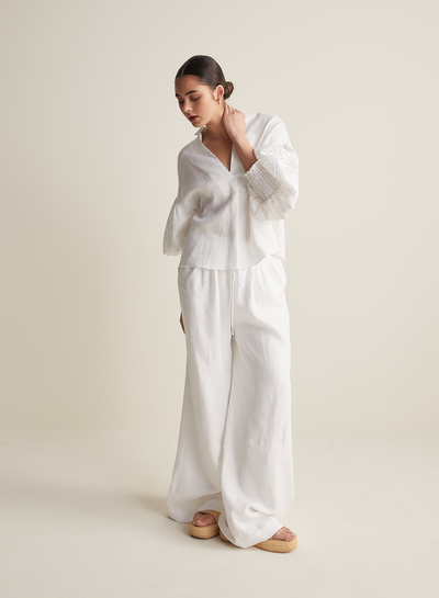 Blyth Linen Smock Top | White  | Restock