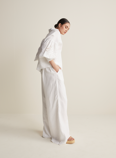 Blyth Linen Smock Top | White  | Restock