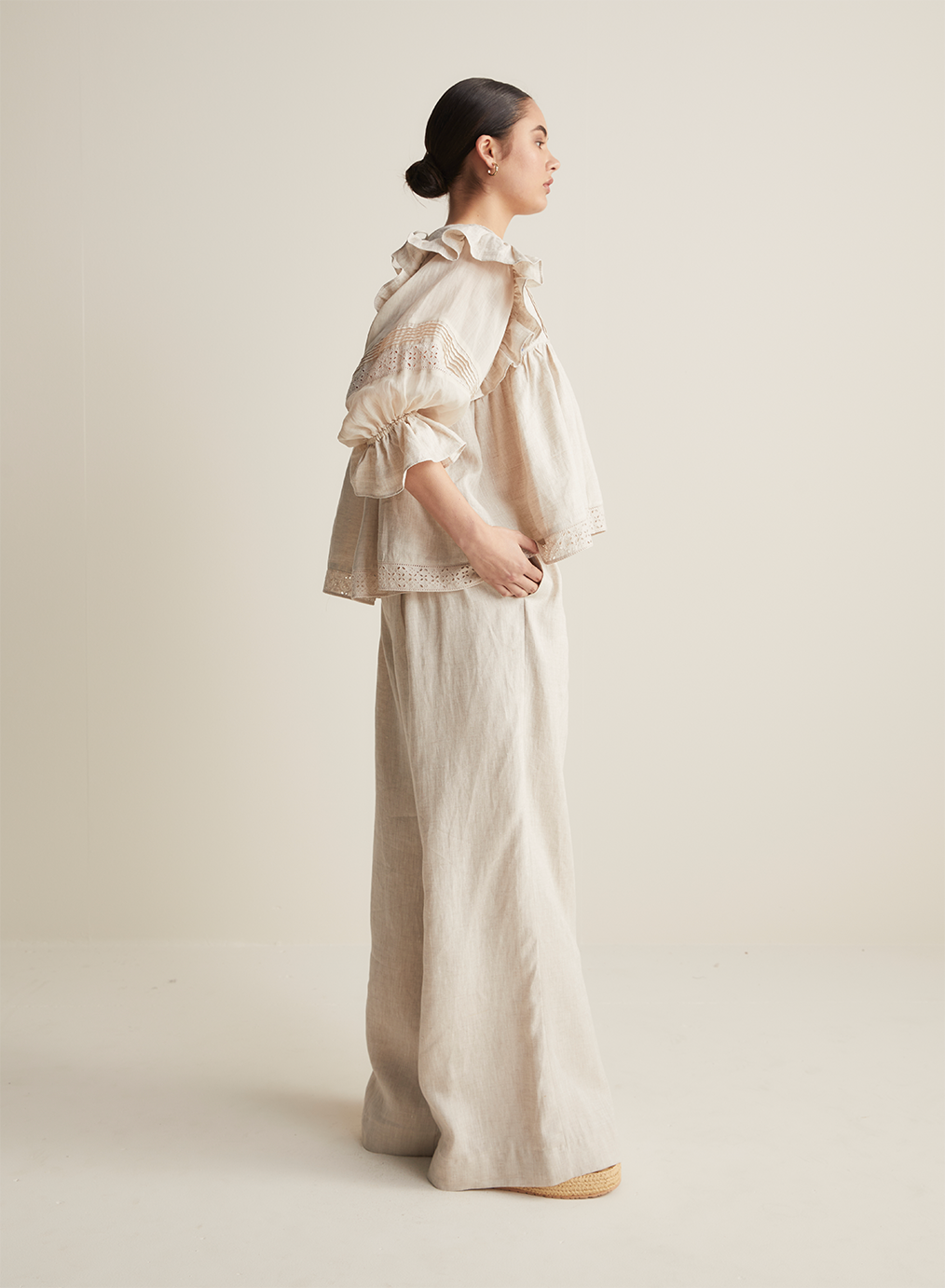 Hari Linen Ramie Smock Top | Flax  | Restock