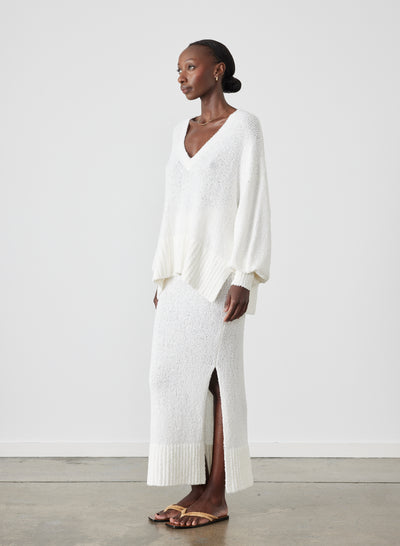 Arie Organic Cotton Cashmere Knit Maxi Skirt | Cream