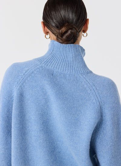 Carla Wool Embroidery Knit | Chambray Marle