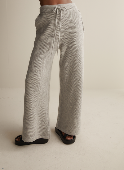 Elizabeth Wool Quilt Knit Pant | Grey Marle