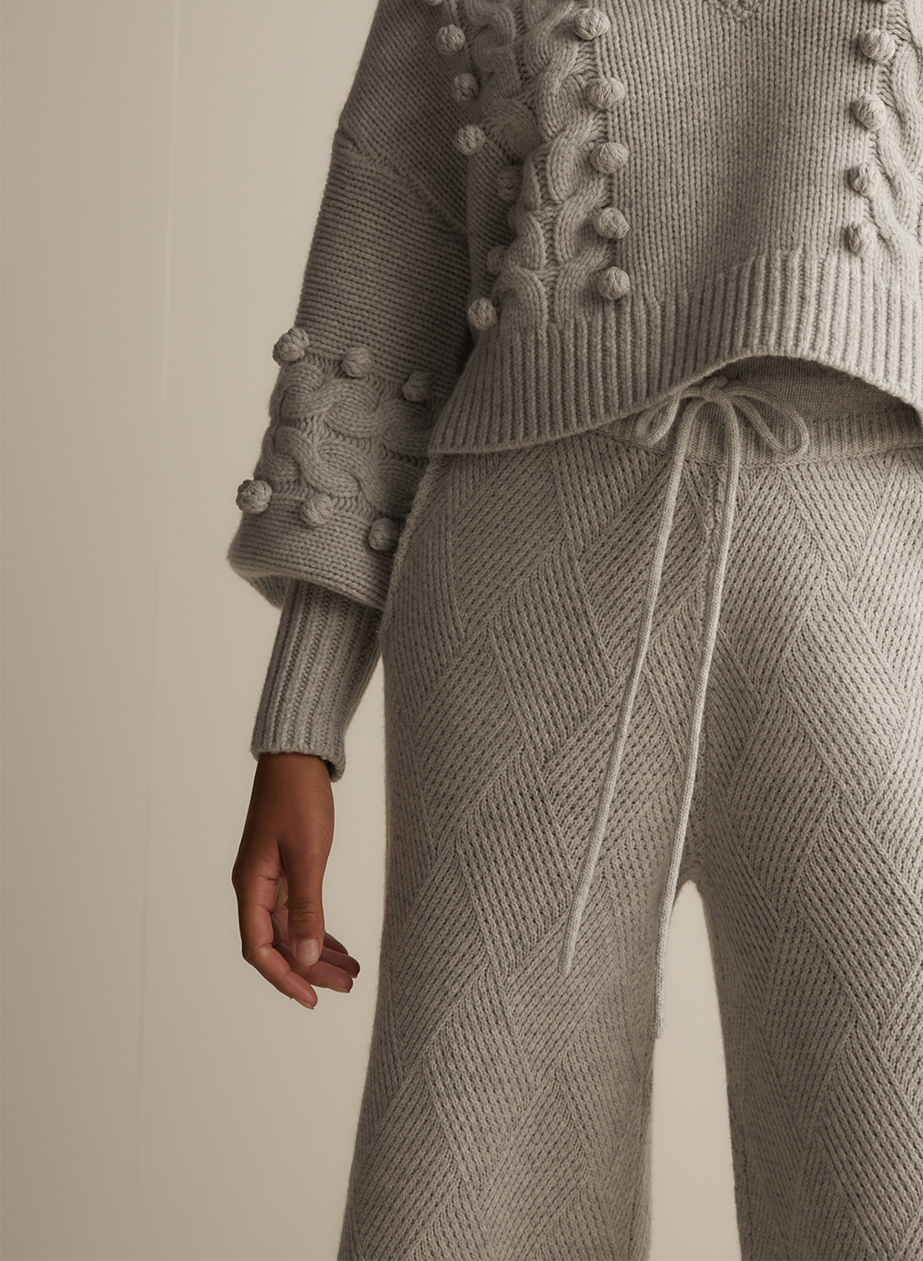 Elizabeth Wool Quilt Knit Pant | Grey Marle