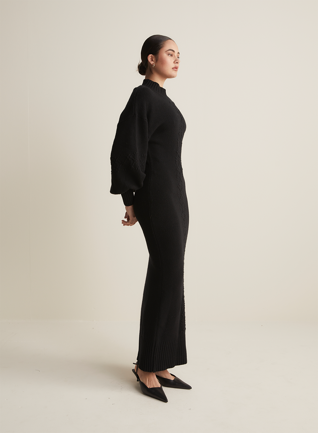 Rochelle Wool Knit Maxi Dress | Black