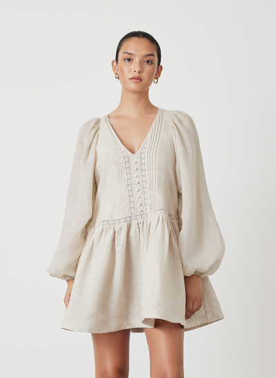 Lola Linen Organic Cotton Mini Smock Dress | Natural