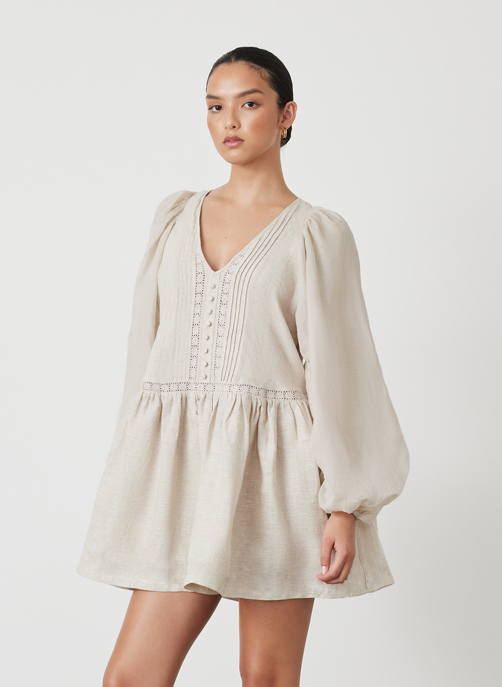 Lola Linen Organic Cotton Mini Smock Dress | Natural