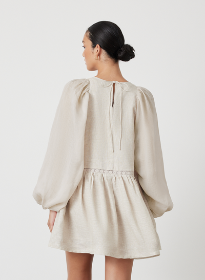 Lola Linen Organic Cotton Mini Smock Dress | Natural