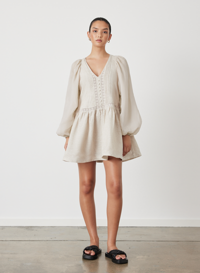 Lola Linen Organic Cotton Mini Smock Dress | Natural