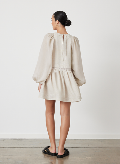 Lola Linen Organic Cotton Mini Smock Dress | Natural