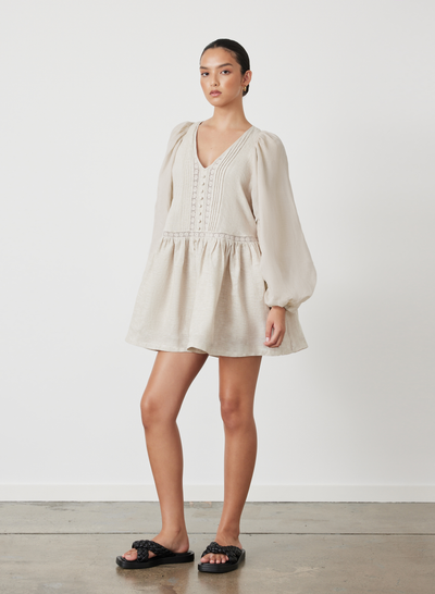 Lola Linen Organic Cotton Mini Smock Dress | Natural