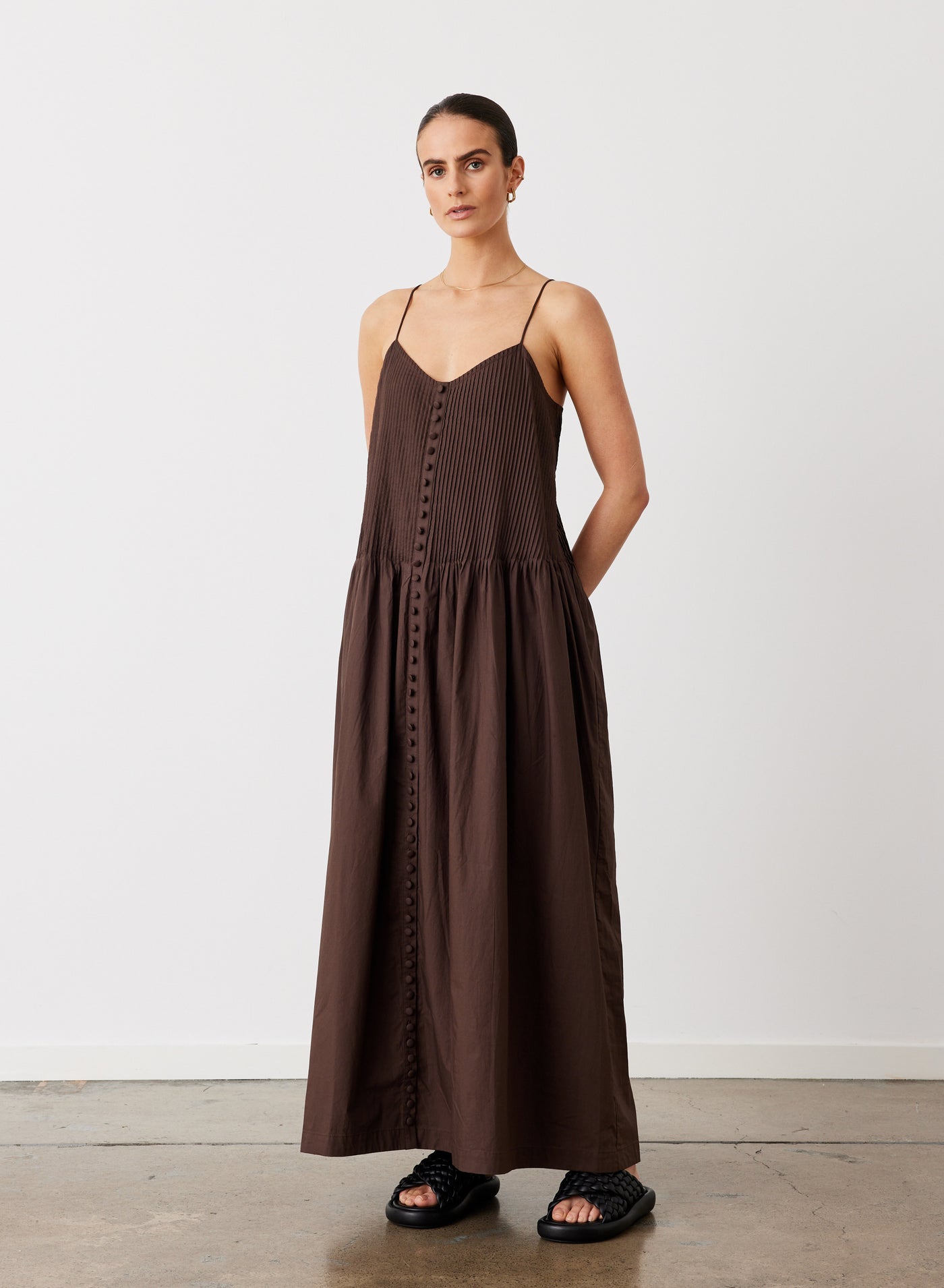 Lucia Organic Cotton Maxi Dress Chocolate Joslin