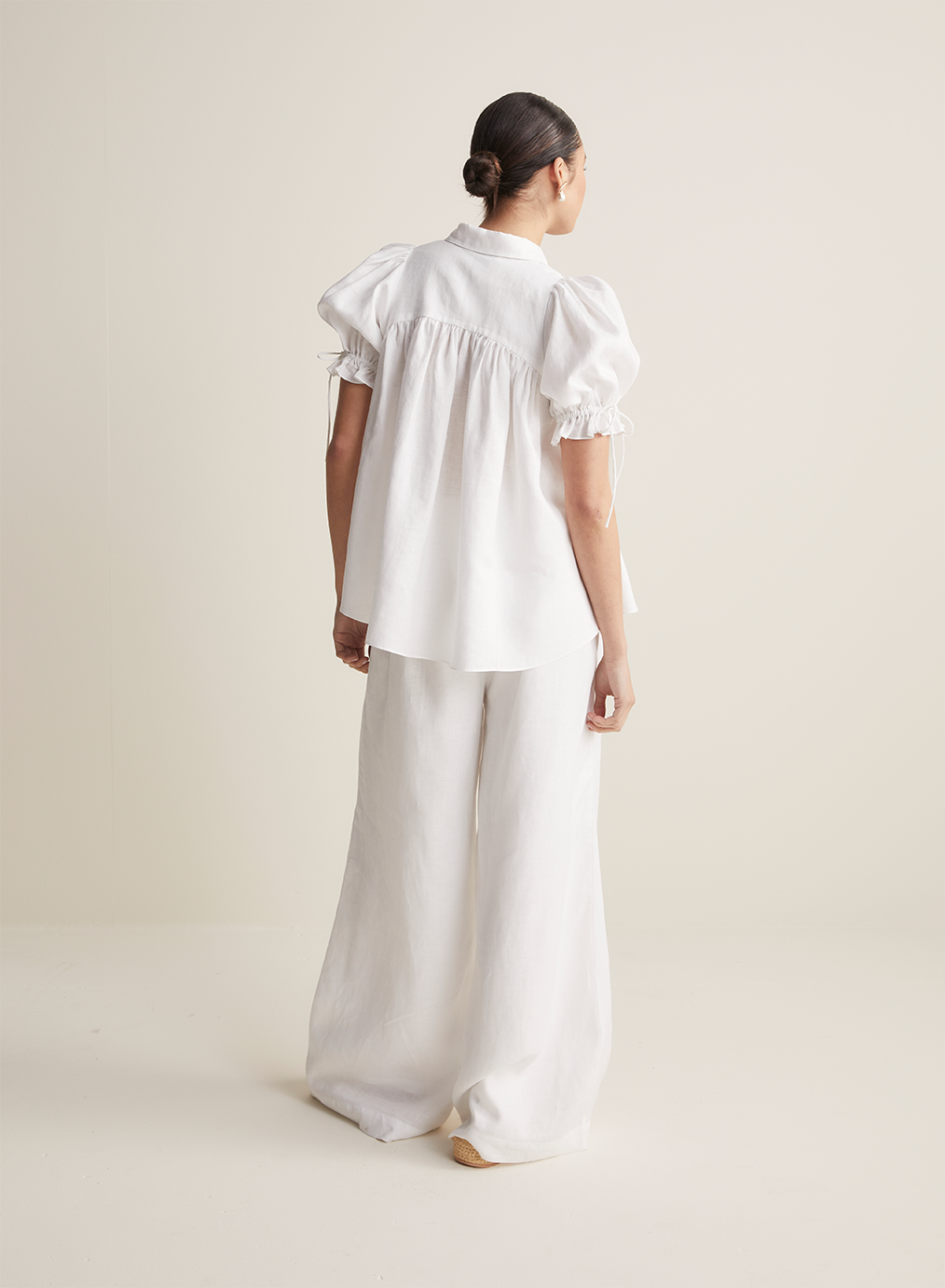 Sophia Linen Palazzo Pant | White | Restock