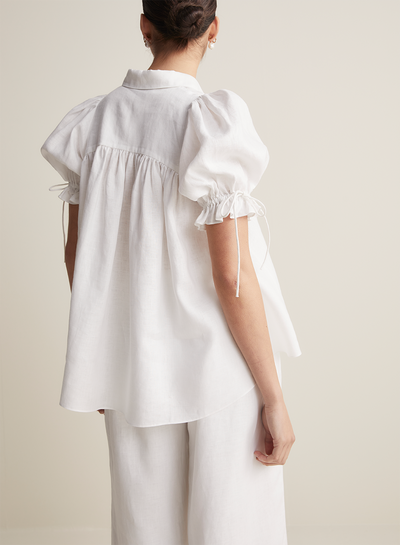 Sara Linen Shirt | Optical White | Restock