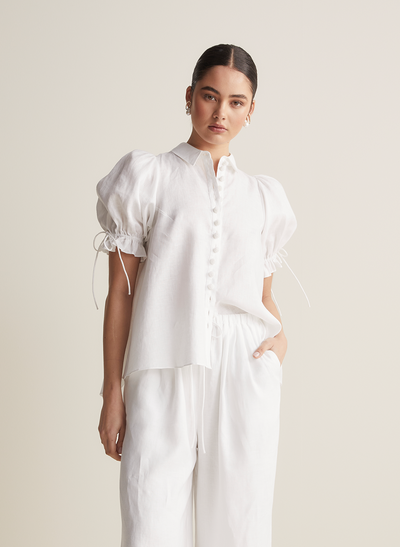 Sara Linen Shirt | Optical White | Restock