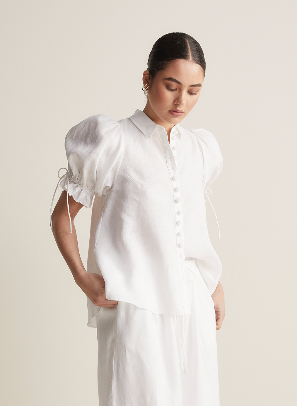 Sara Linen Shirt | Optical White | Restock