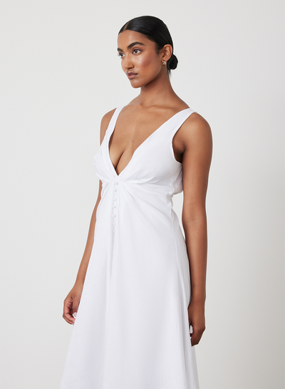 SABRINA LINEN MAXI DRESS | WHITE