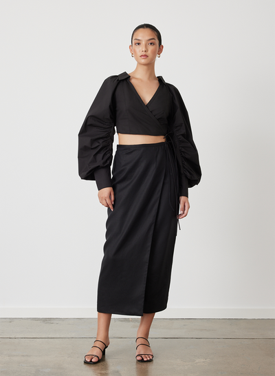 Camilla Linen Wrap Midi Skirt